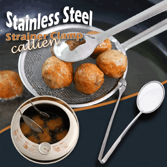 Multi-Functional 2 in 1 Fry Tool Filter Spoon Snack Strainer with Clip For Oil Frying BBQ Filter