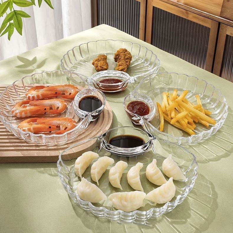 Plastic Shell Dumpling Plate โ Salad & Snack Serving Bowl (Pack of 3)