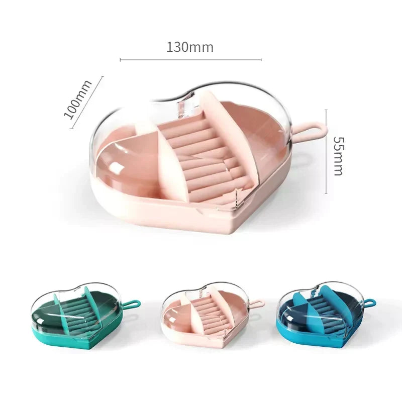 Portable Multi Grid Jewelry Storage Case in Heart Shape for Necklace Earing and Rings