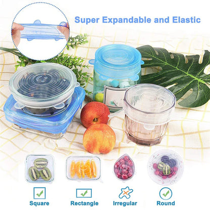 Silicone Reusable Stretch Lids Cover Pack Of 6