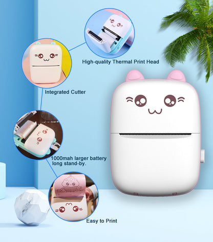 Imported Mini Portable Bluetooth Thermal Printer in Pocket Size for Black and White Ink Less Printing for Creating Adhesive Label and Stickers