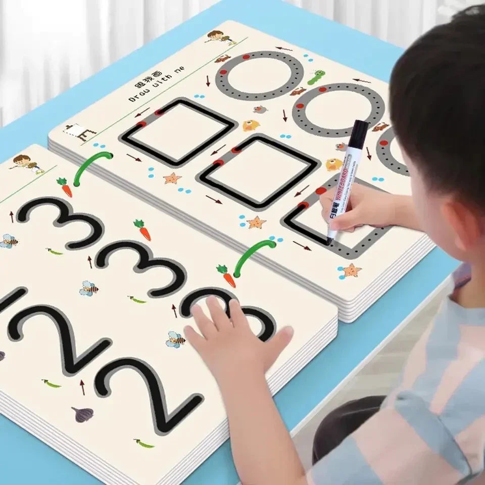 Magic Tracing Workbook Set Reusable Calligraphy Practice Drawing Copybook Learning Game Book