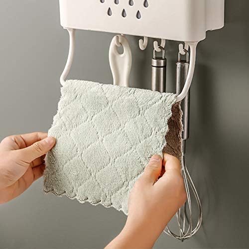 Kitchen Cloud Shelf Wall Mounted Cutlery Drainer Rack With 4 Hooks & Towel Holder for Kitchen
