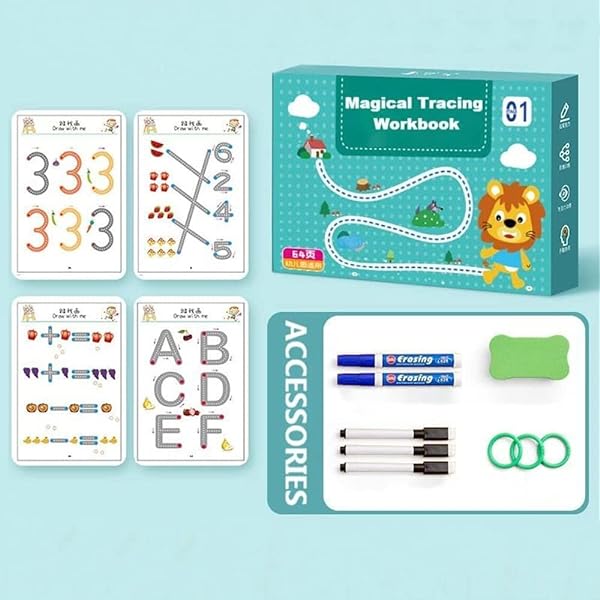 Magic Tracing Workbook Set Reusable Calligraphy Practice Drawing Copybook Learning Game Book