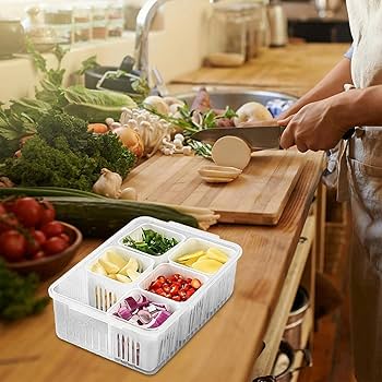 Plastic Rectangular Freeze Storage Containers with 6 Compartments For Kitchen and Outdoor