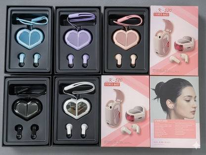 Romantic Heart Shape Earbuds Wireless Bluetooth Earphones