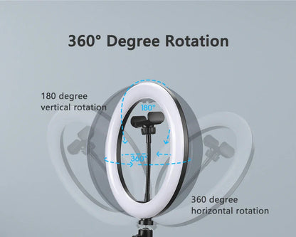 LED Selfie Ring Light with Optional Tripod for Photography Tiktok Live Stream Makeup and Compatible with iPhone & Android