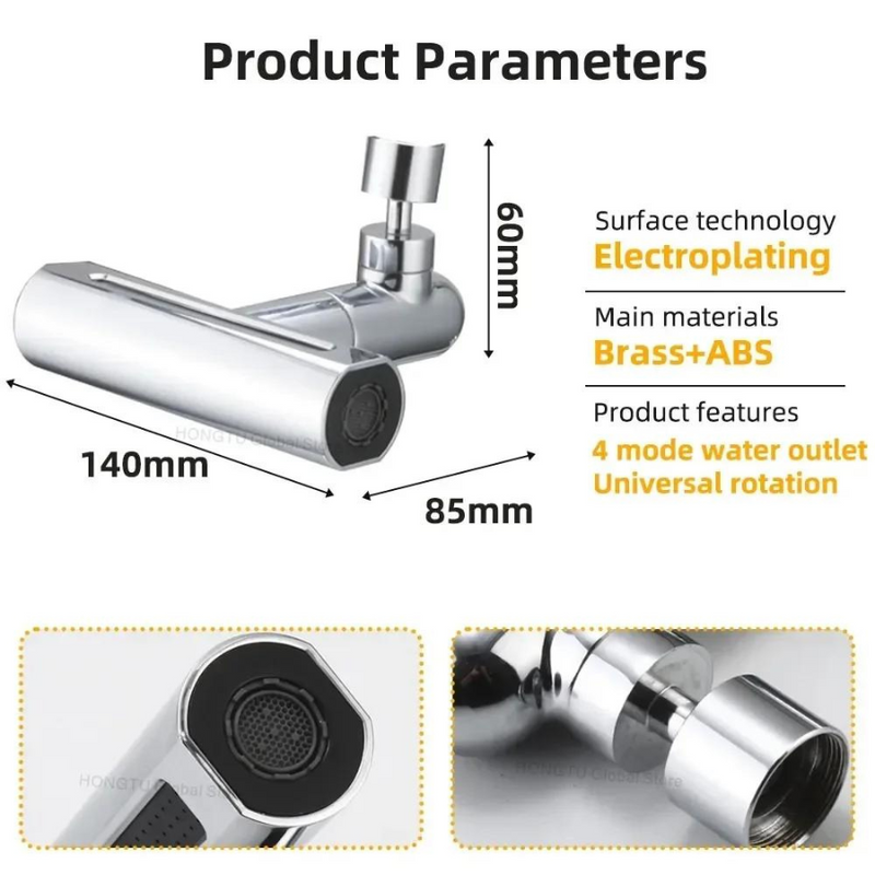Multifunctional 360 Degree Rotatable Universal Shower Head with 4 Adjustable Water Flow Modes for Enhanced Experience