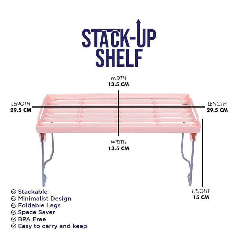 Shelf Organizer and Stack Up Rack for Kitchen or Home Use