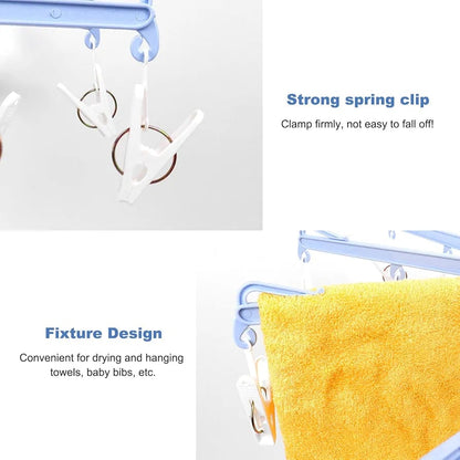 Portable 360 Degree Rotatable Folding Sock Quick Dryer Hanger for Washing Line Travel Towels and Baby Clothes