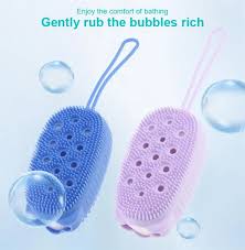 Silicone Body Scrubber Shower Exfoliating Sponge Bubble Bath Brush Massager Skin Cleaner with Box For Home and Outdoor Use